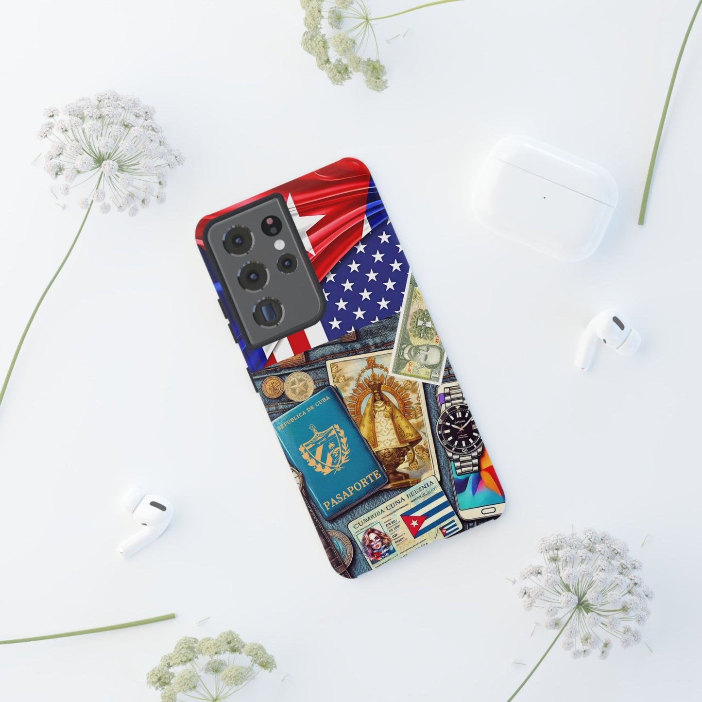 FUNDA PARA TELEFONO, IPHONE, SAMSUNG, MIKAELA, CUBA, CULTURA CUBANA, BANDERA DE CUBA