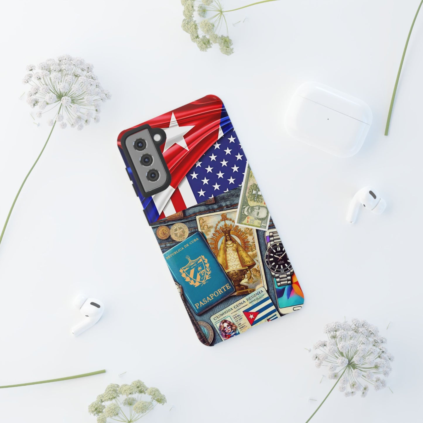 FUNDA PARA TELEFONO, IPHONE, SAMSUNG, MIKAELA, CUBA, CULTURA CUBANA, BANDERA DE CUBA