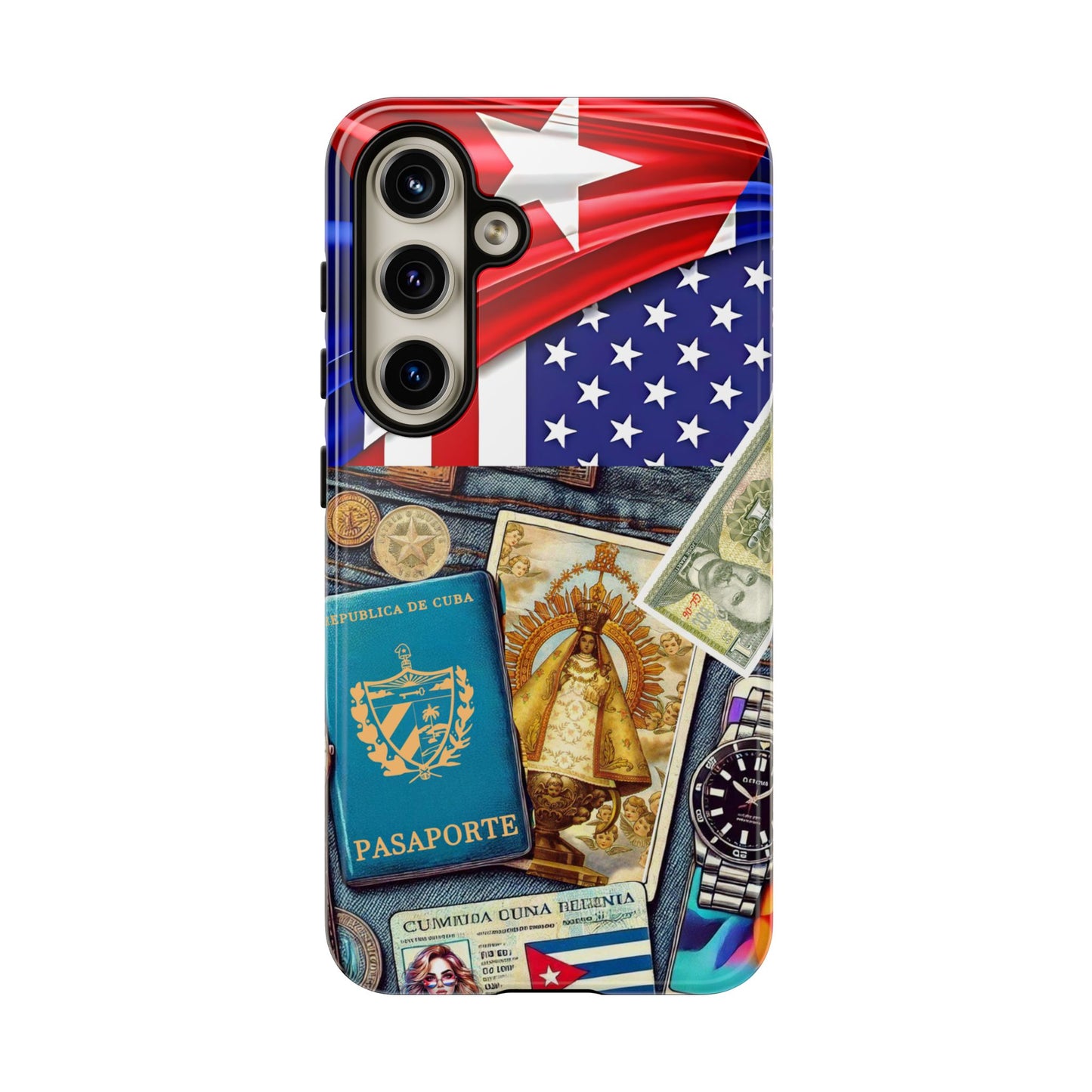 FUNDA PARA TELEFONO, IPHONE, SAMSUNG, MIKAELA, CUBA, CULTURA CUBANA, BANDERA DE CUBA