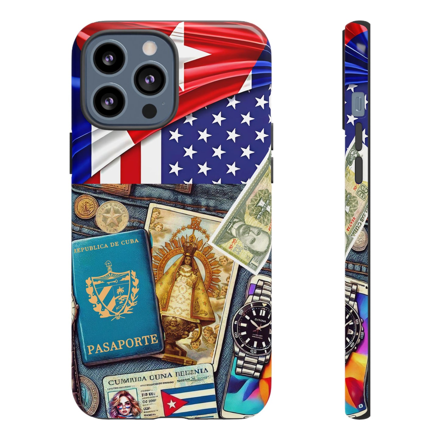 FUNDA PARA TELEFONO, IPHONE, SAMSUNG, MIKAELA, CUBA, CULTURA CUBANA, BANDERA DE CUBA