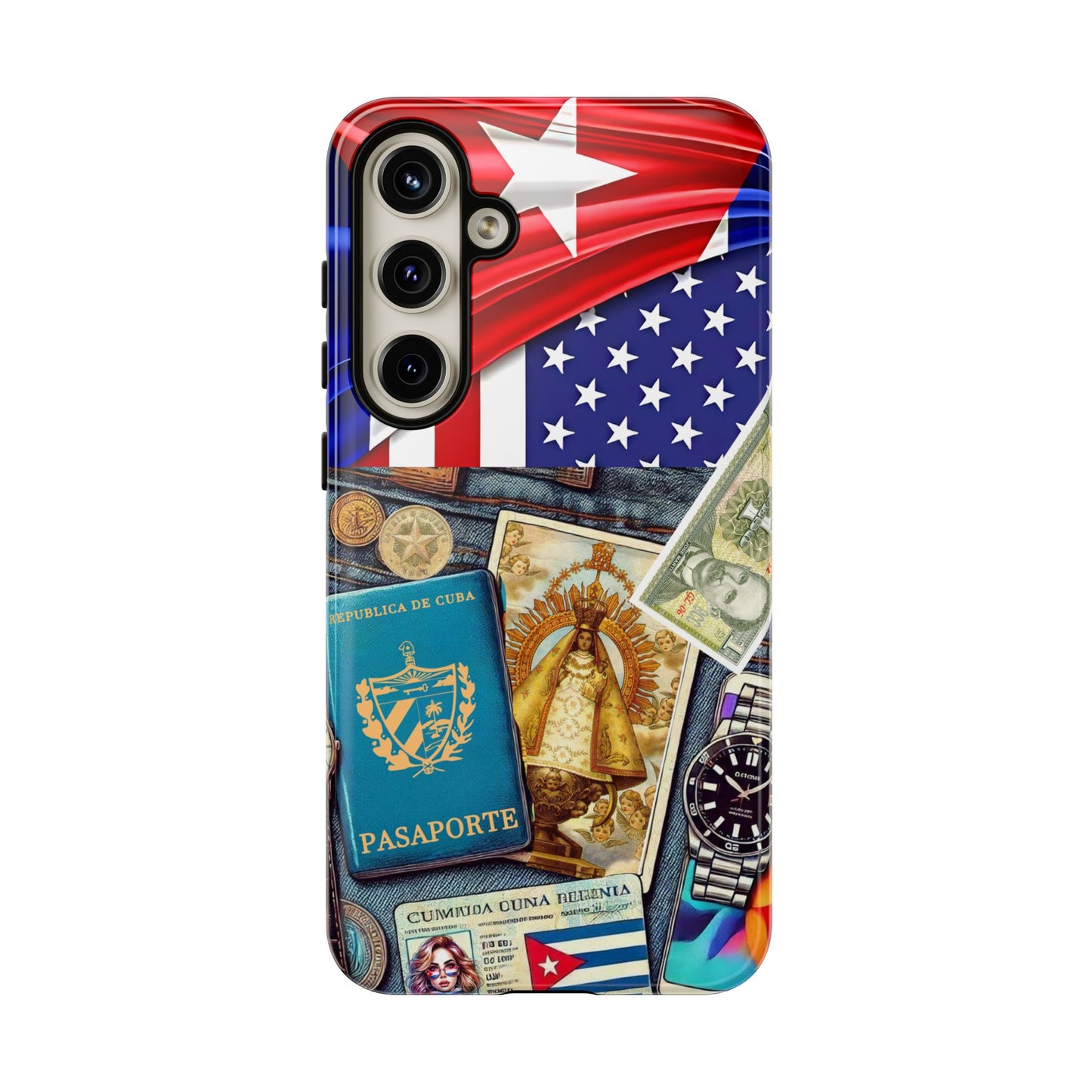 FUNDA PARA TELEFONO, IPHONE, SAMSUNG, MIKAELA, CUBA, CULTURA CUBANA, BANDERA DE CUBA