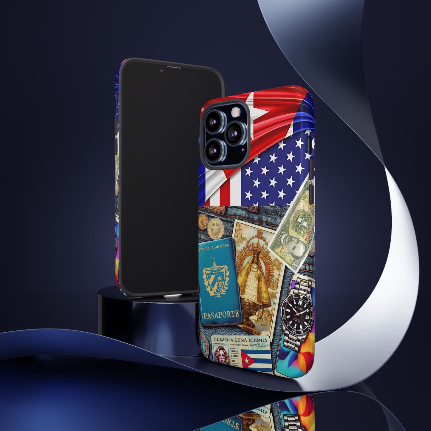 FUNDA PARA TELEFONO, IPHONE, SAMSUNG, MIKAELA, CUBA, CULTURA CUBANA, BANDERA DE CUBA