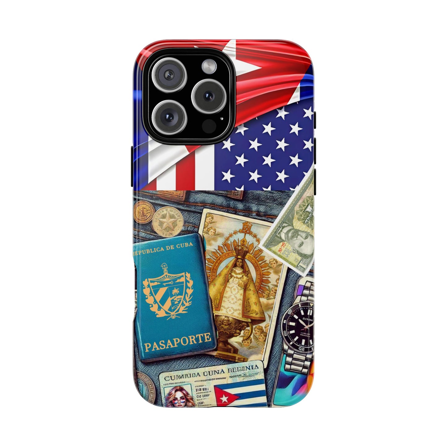 FUNDA PARA TELEFONO, IPHONE, SAMSUNG, MIKAELA, CUBA, CULTURA CUBANA, BANDERA DE CUBA