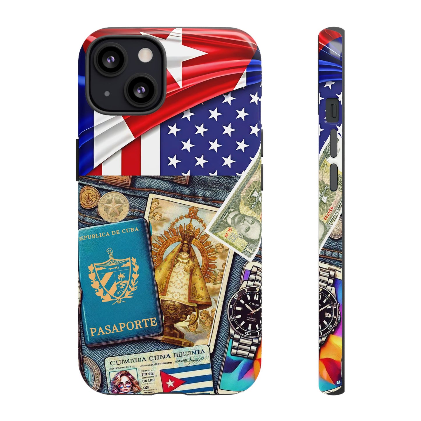 FUNDA PARA TELEFONO, IPHONE, SAMSUNG, MIKAELA, CUBA, CULTURA CUBANA, BANDERA DE CUBA