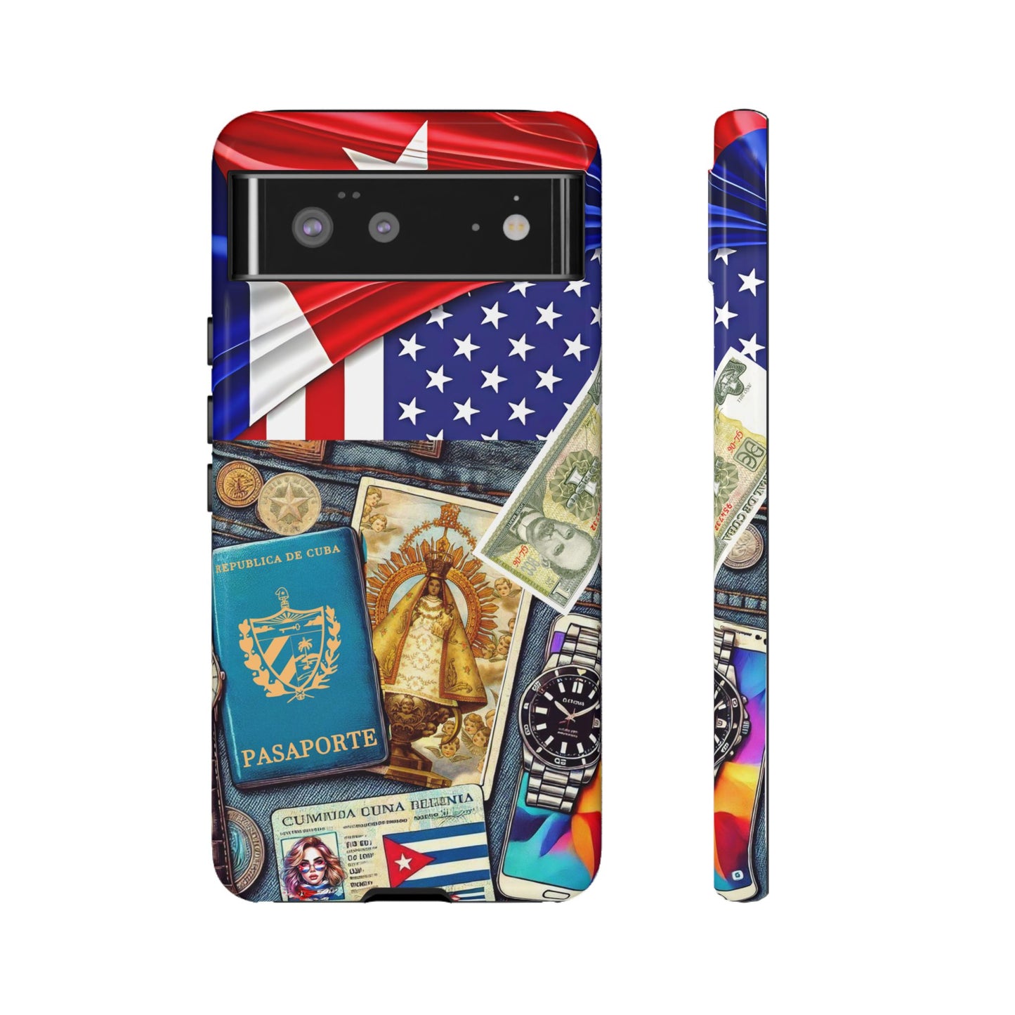 FUNDA PARA TELEFONO, IPHONE, SAMSUNG, MIKAELA, CUBA, CULTURA CUBANA, BANDERA DE CUBA